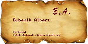 Bubenik Albert névjegykártya